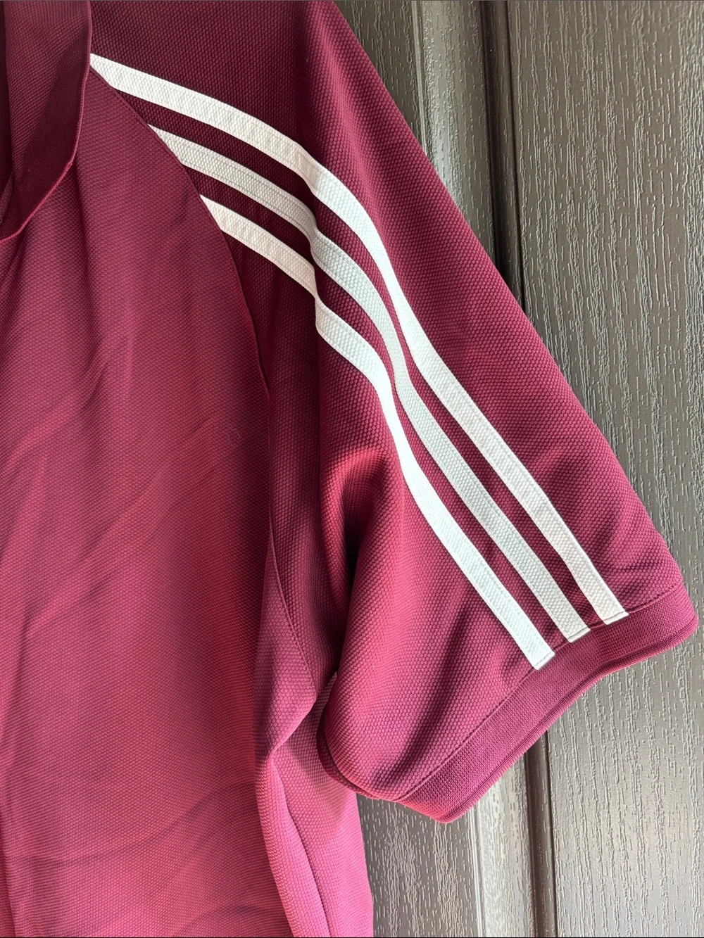 Adidas Men’s Maroon Polo with White Shoulder Stripes Climalite XL